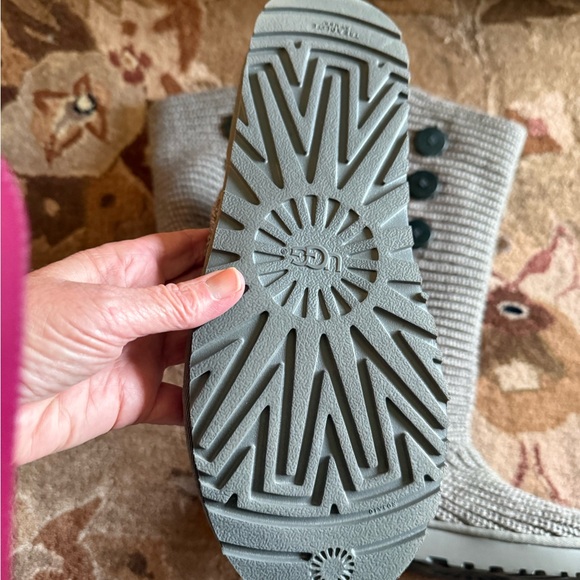 Knit Ugg Button-Up Boots in Beige branded button size 10 - Picture 4 of 6